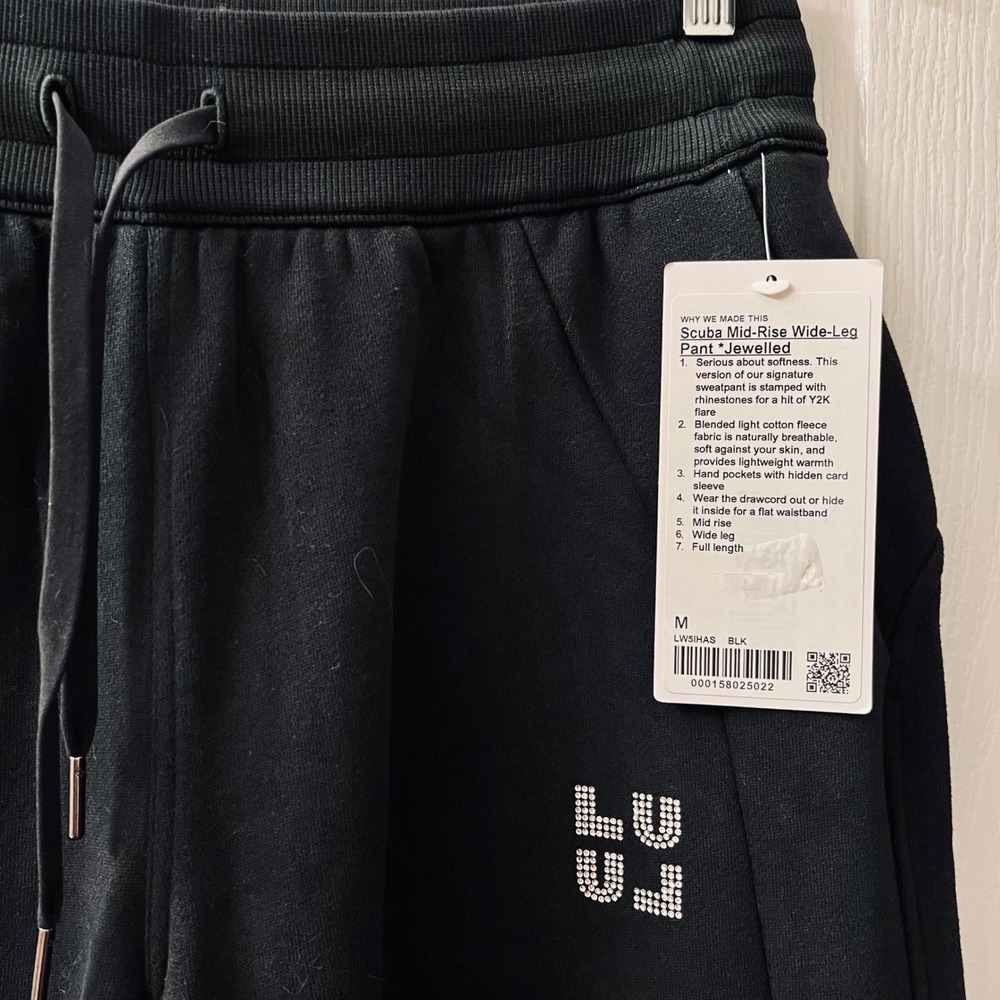 Lululemon Scuba Mid-Rise Wide-Leg Pant‎ Jewelled Women M Black LW5IHAS BLK - Picture 2 of 12